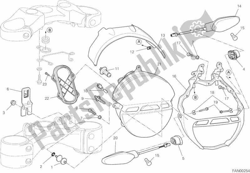 All parts for the Headlight of the Ducati Monster 795 EU Thailand 2015